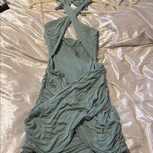 Elegant Green Halter Dress